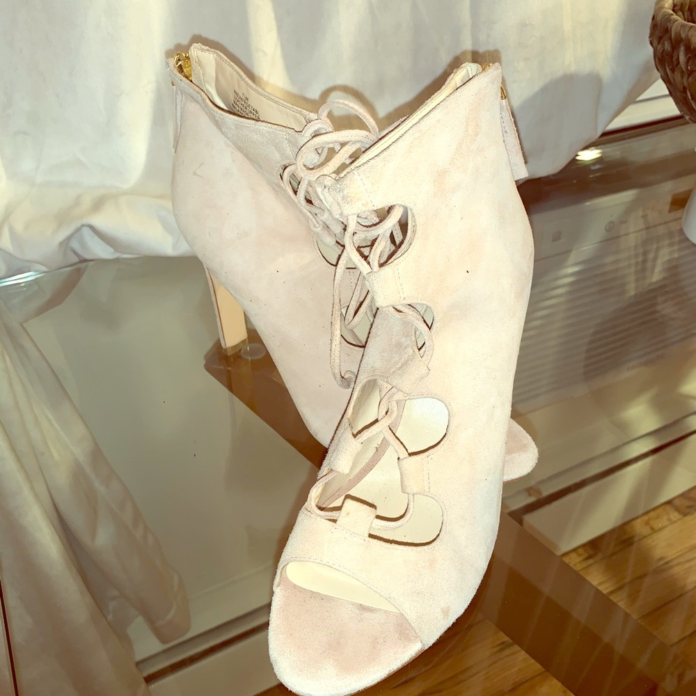 Suede tie up heels